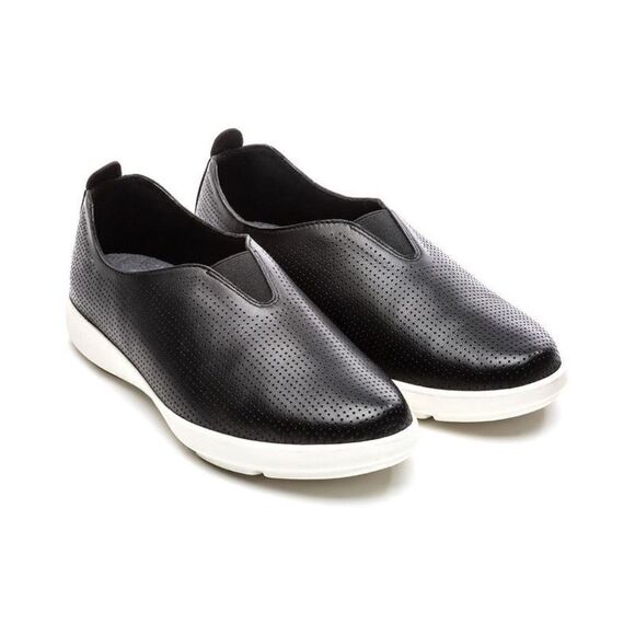 ABEO Virge Leather Comfort Slip -On Flats Breathable Black 8.5 New - Picture 1 of 11